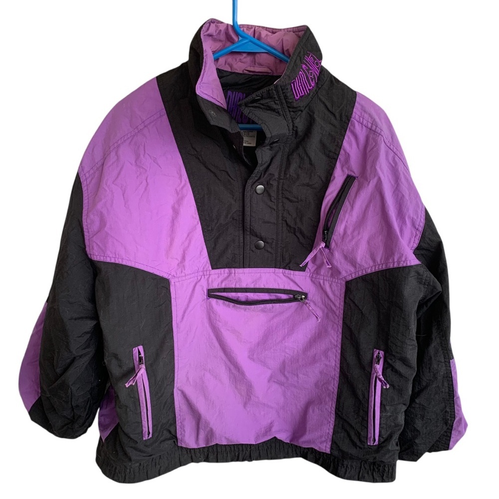 Vintage 80s 90s Pullover Ski Jacket Winter Coat Colorblock Size Large